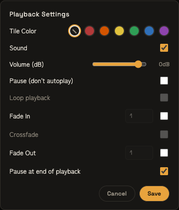 Actual per-tile volume and playback settings