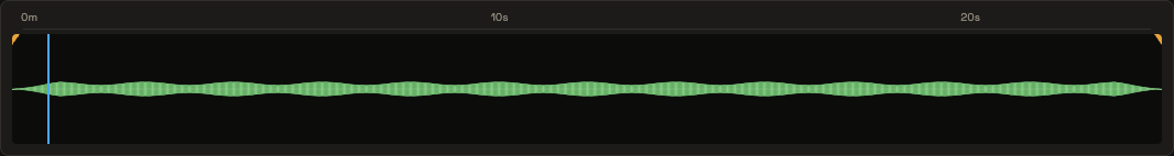 Actual audio waveform with start and end markers